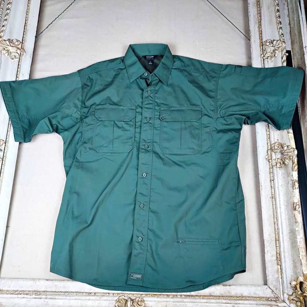 BLACKHAWK! Warrior Wear Men's Tactical Shirt L Green Short Sleeve Solid
